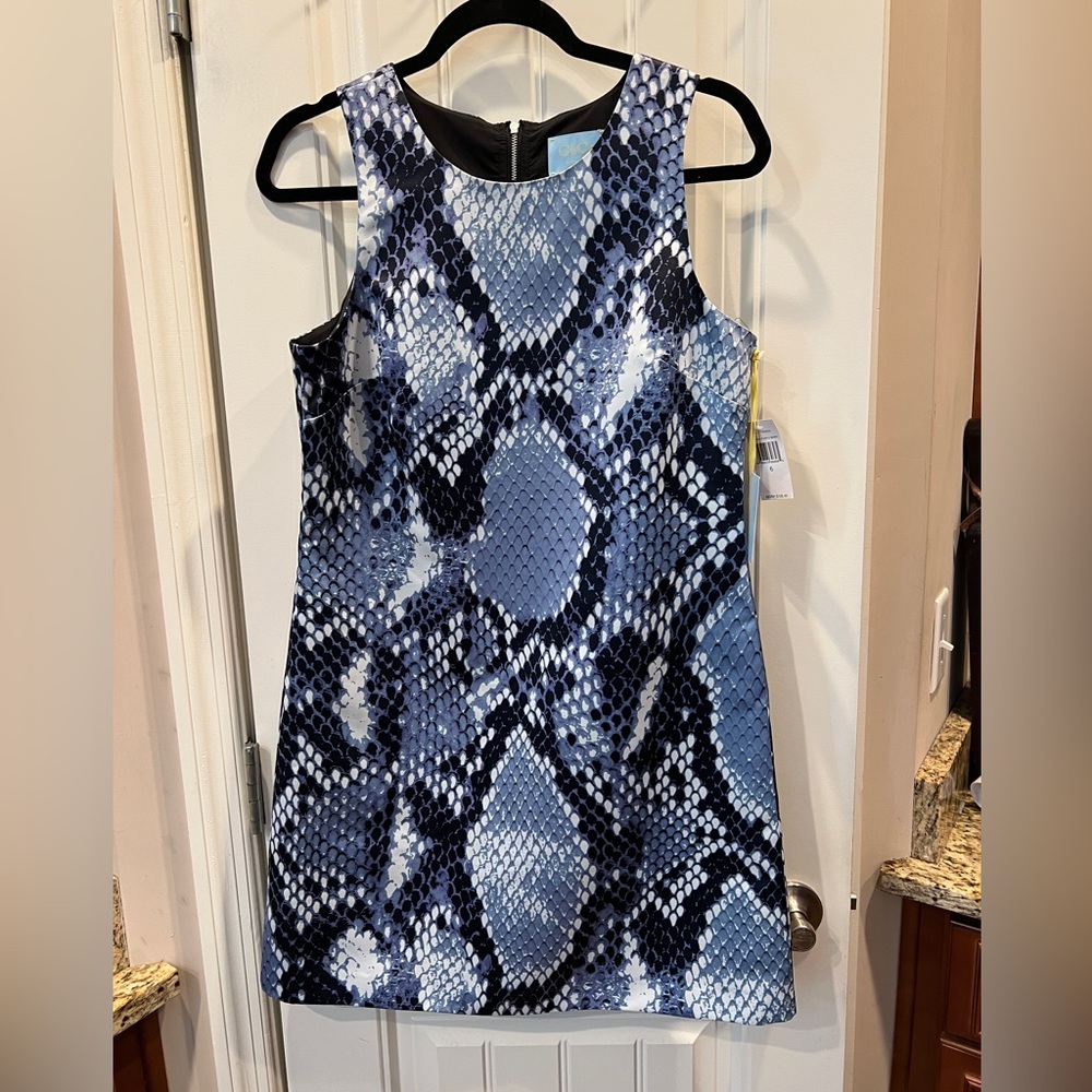 CeCe by Cynthia Steffe Blue Snake Print Dress Sz 6…